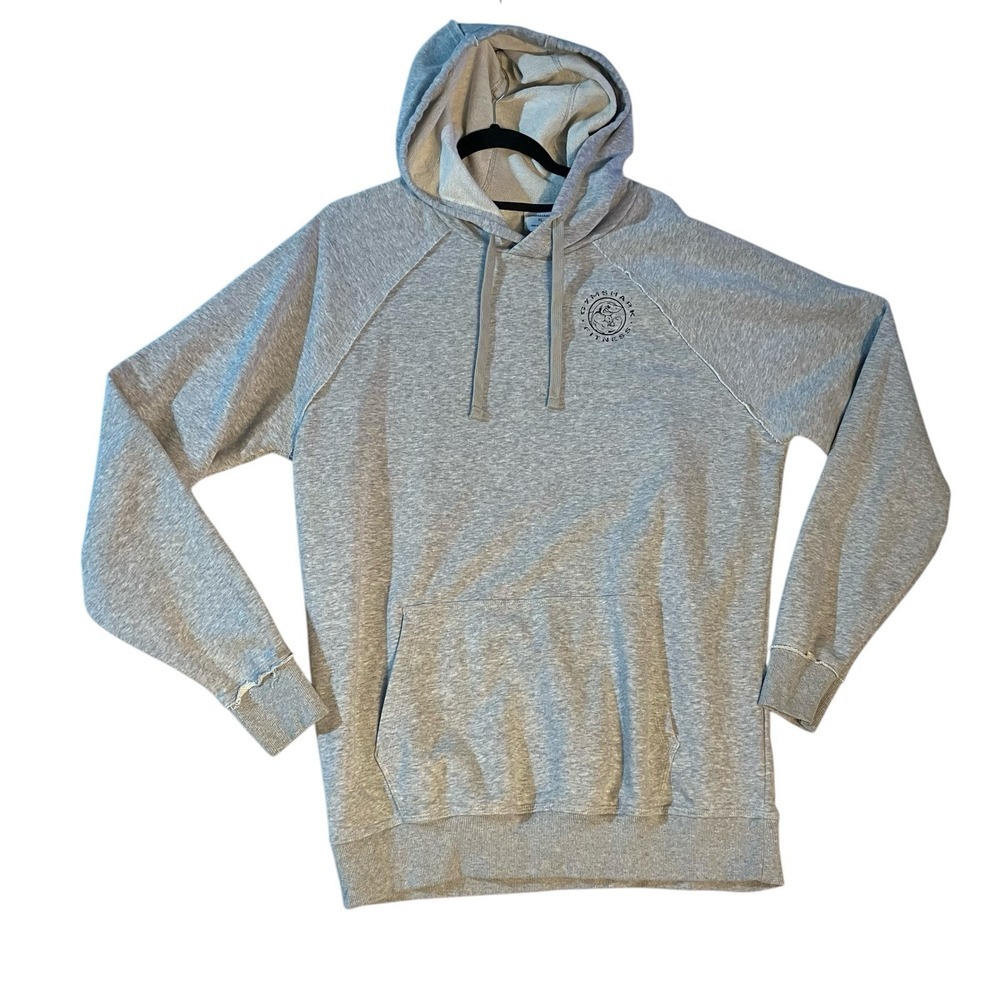 Gymshark‎ Fitness Mens XL Grey Pullover Hoodie Raw Seam Raglan Sweatshirt